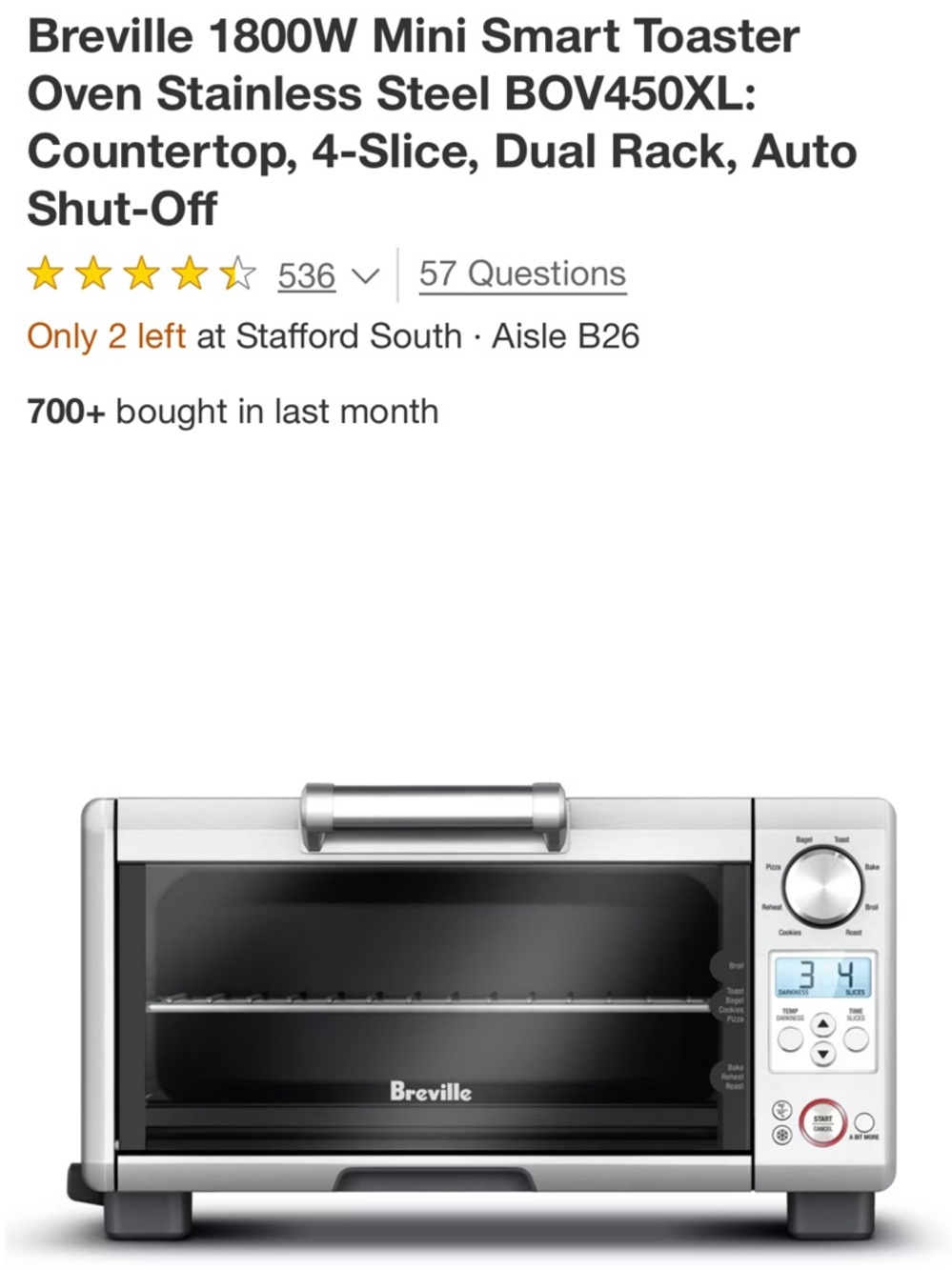 Breville Silver Stainless Steel Mini Smart Toaster Oven